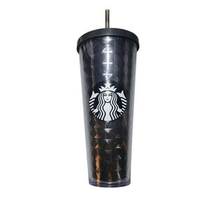 Starbucks 24 oz Matte Black Diamond‑Studded Cold Cup Tumbler Venti w/ Straw Rare